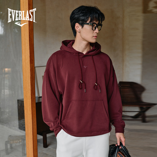 美国EVERLAST拳击运动高街美式 宽松莫代尔空气层落肩男女连帽卫衣