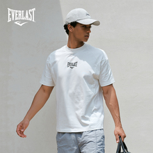 美国EVERLAST拳击落肩宽松纯棉简约休闲运动男女同款白色短袖T恤