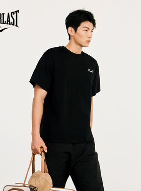 美国EVERLAST拳击运动短袖 纯棉宽松吸汗训练跑步男女款重磅T恤