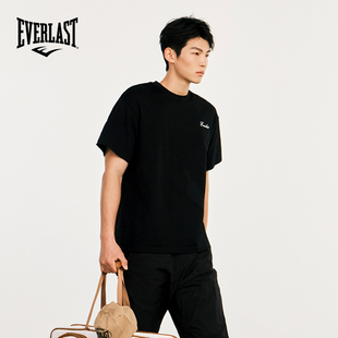 美国EVERLAST拳击运动短袖 重磅T恤 纯棉宽松吸汗训练跑步男女款
