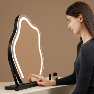 云朵化妆镜梳妆台镜子带灯桌面台式镜子化妆镜led智能主卧梳妆镜