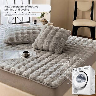 冬季加厚床笠单件兔毛皮草绒床垫保护罩套家用加绒保暖床罩三件套