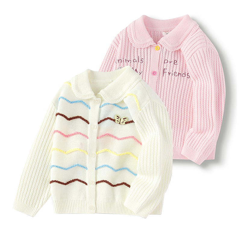 巴拉巴拉女幼童毛衣秋季舒适甜美百搭翻领针织毛开衫201325103001