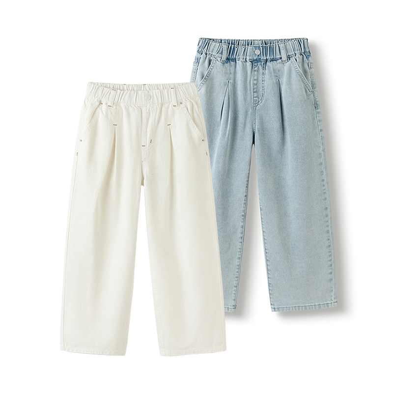 巴拉巴拉女中童秋季时尚宽松百搭直筒牛仔长裤休闲裤202325108005