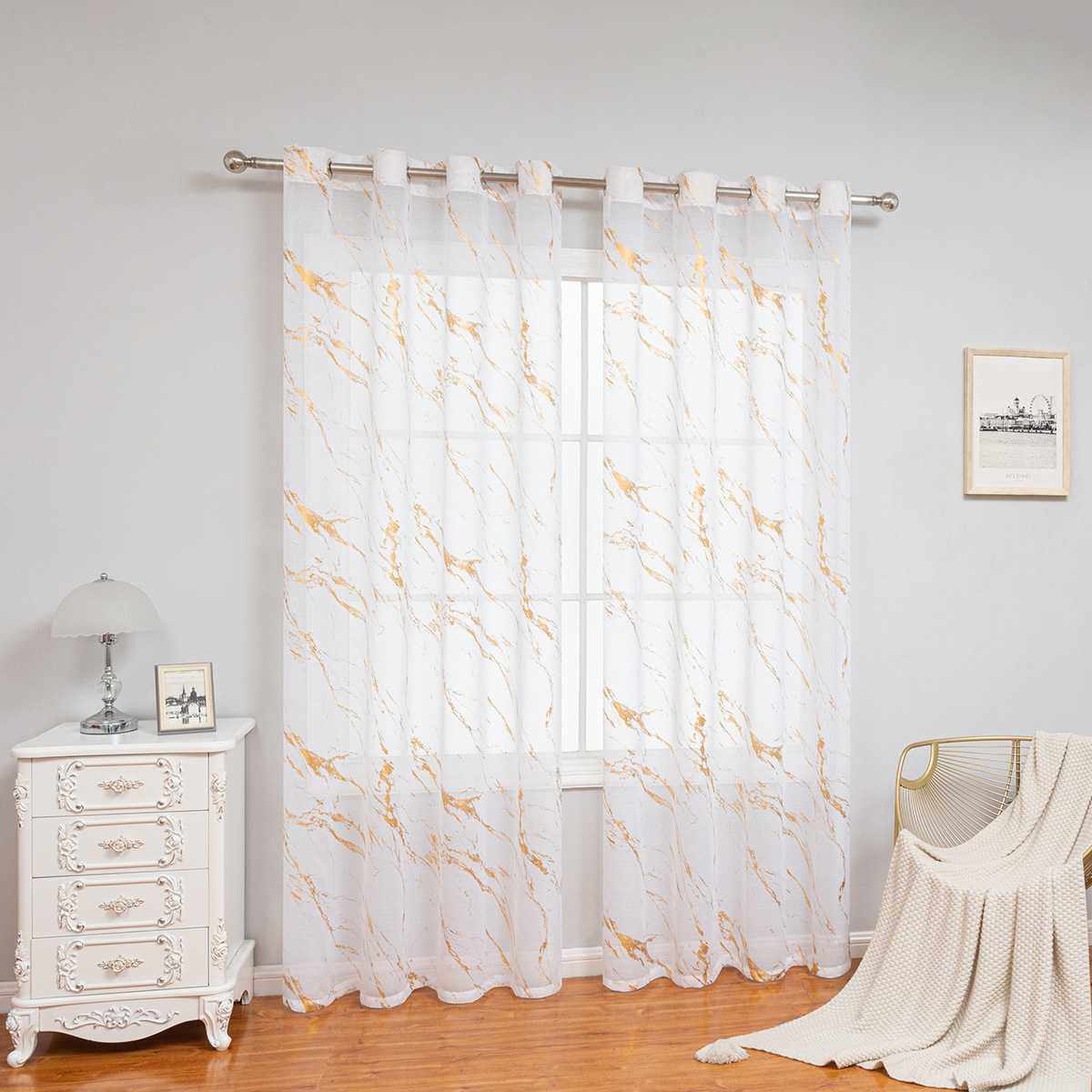 现代简约家居装饰全多利烫金大理石打孔飘窗卧室阳台窗帘成品窗帘,居家布艺,成品窗帘,淘宝优惠券,粉丝福利购,淘宝优惠卷