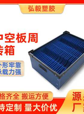 直销蓝色加厚加固塑料车间物流周转箱PP中空板刀卡塑料框