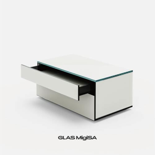 MgiSA现代极简白色收纳床头柜