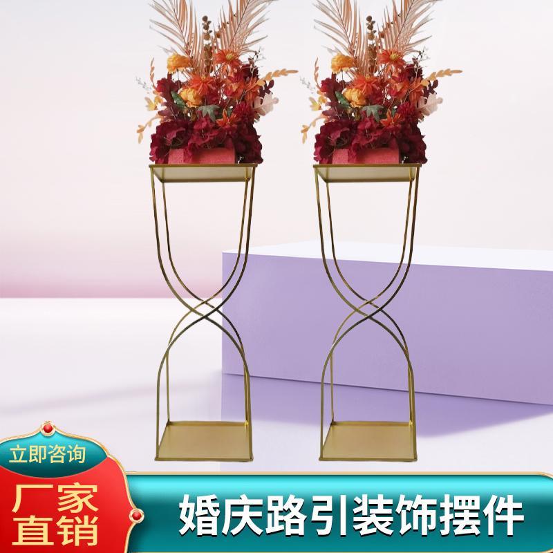 新款婚庆道具铁艺路引摆件户外婚礼布置装饰创意几何花架舞台摆件