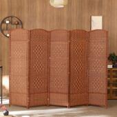 草编屏风隔断酒店玄关客厅卧室遮挡家用折屏简易折叠移动实木屏风