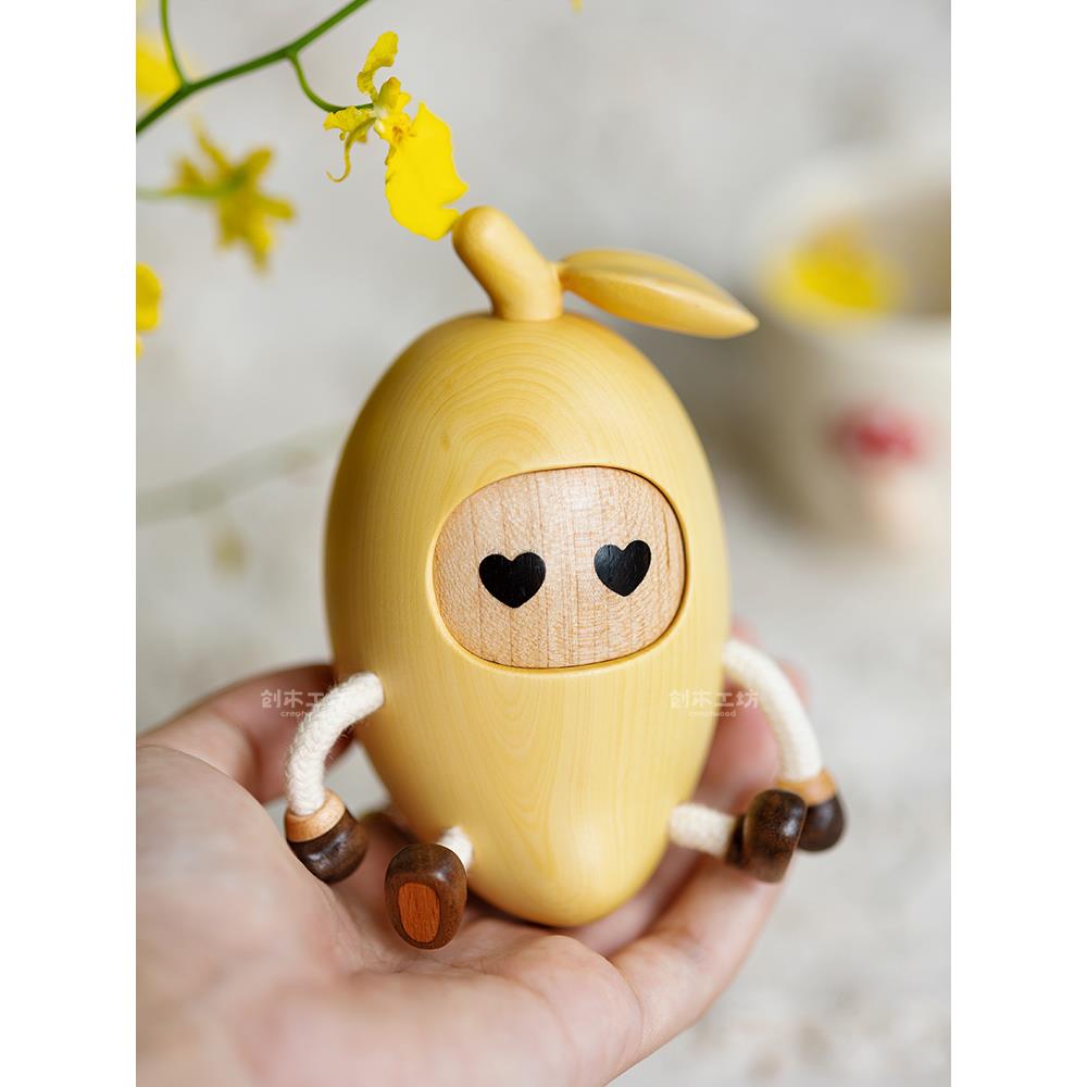 芒果人饰品/实木可爱香蕉创意饰品萌萌书房装饰饰品新款