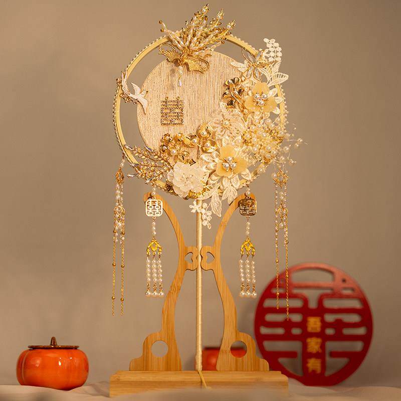 团扇重工结婚diy材料包手工高级新娘送新人礼品送闺蜜礼物双面绣,家居饰品,工艺扇/团扇/喜扇/折扇,淘宝优惠券,粉丝福利购,淘宝优惠卷