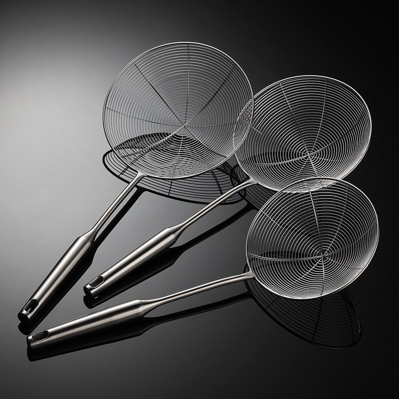 埃恩304不锈钢立人线漏多规格大号漏勺火锅网勺捞面勺空心柄厨具