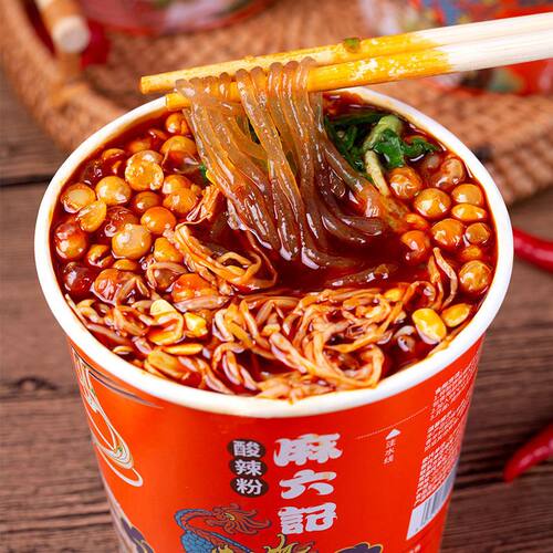 麻六记酸辣粉桶装红薯粉粗湿粉冲泡方便速食粉丝米线懒人食品夜宵