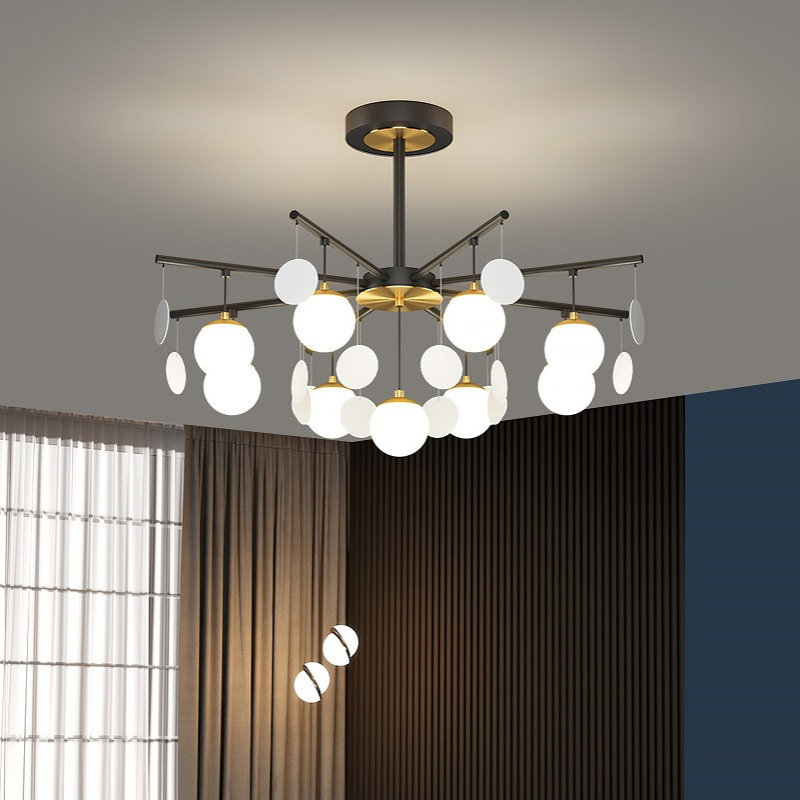 2021新款北欧魔豆吊灯现代树枝轻奢玻璃球吊灯金色客厅分子灯灯具