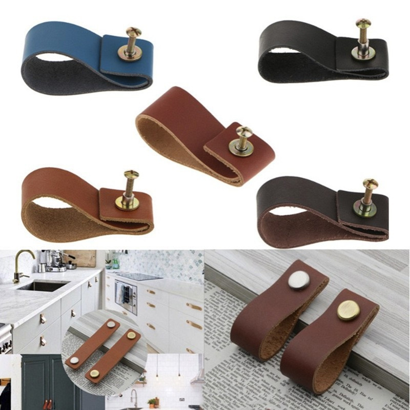 现货简约家具拉手 衣柜抽屉防撞皮革把手 通用软皮橱柜门拉手