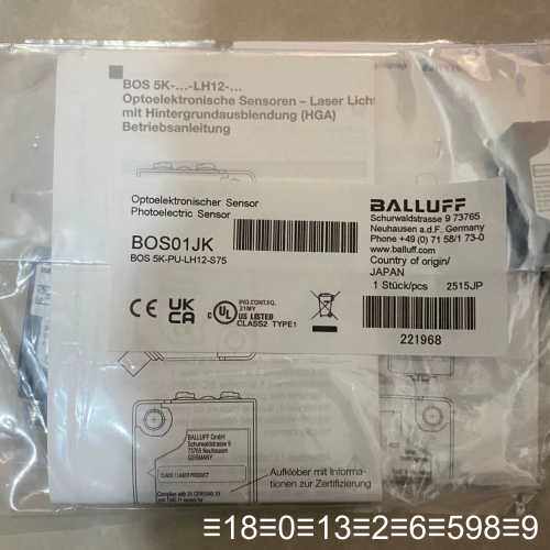 BALLUFF光电传感器，型号BOS01JK，BO