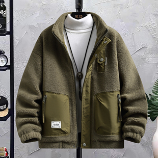 青少年羊羔绒棉衣男士冬衣外套厚款痞帅风高级感男生入冬超厚棉服