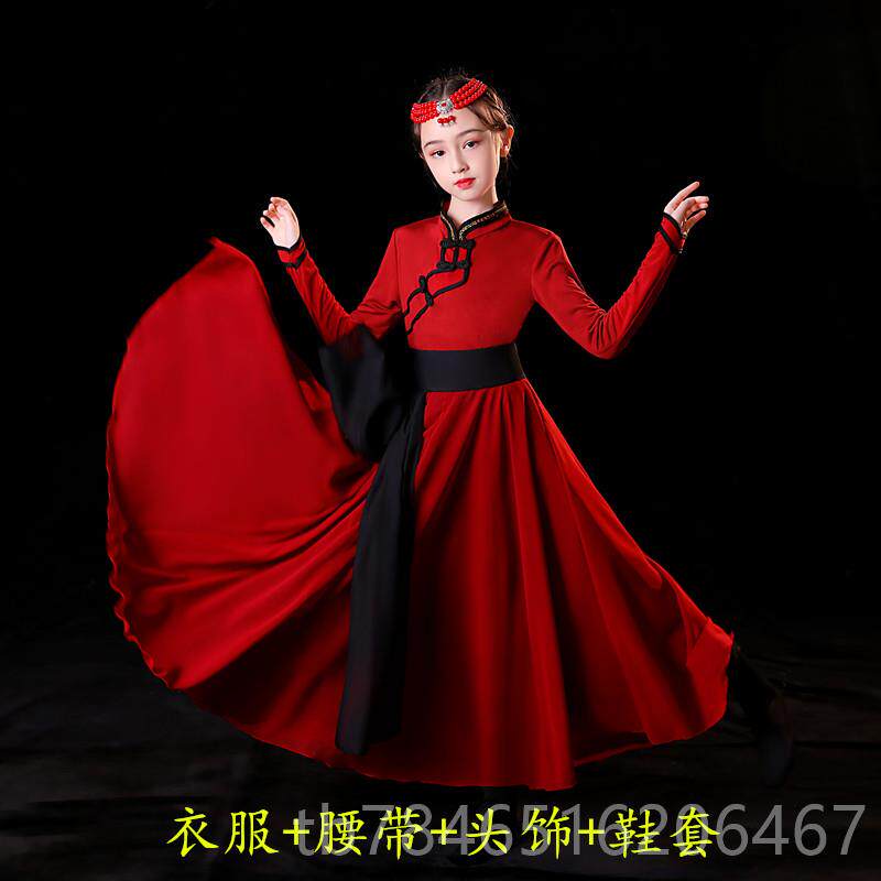 新款儿童民蒙古舞蹈服马蒙族演出服女童白筷子舞碗舞儿童顶族演出图片