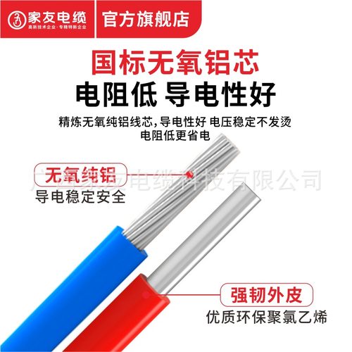 家友国标铝芯电线家用100米单股铝芯BLV2.5/4/6/10/16单芯电缆