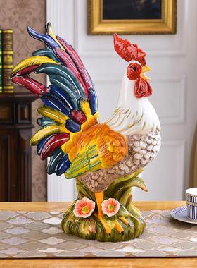 开业镇宅风水家居装饰陶瓷工艺品鸡新居客厅电视柜招财大公鸡摆件