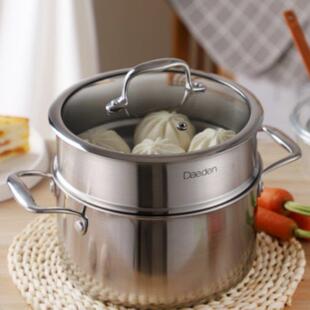 Daeden/戴德不锈钢汤锅加厚双耳锅三层钢电磁炉燃气无涂层蒸锅