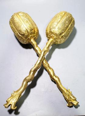 纯铜龙凤呈祥锤龙头锤九龙锤一锤定音盘龙金瓜流星锤锻炼镇宅摆件