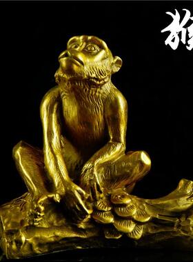 招财铜像猴风水猴子属猴装饰品摆件十二生肖猴铜工艺办公室吉祥物