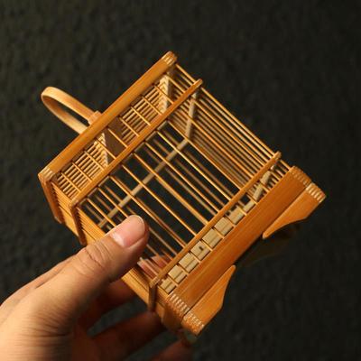 精品纯手工制作方形老玉竹螽斯笼竹制竹丝虫笼蛐蛐笼叫罐竹虫具