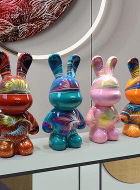 兔摆件现代家居客厅电视柜装饰品摆设轻奢高端流体自制创意存钱罐