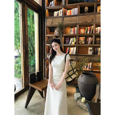 EIA一尧【清雅艺术生】气质知性简约短袖连衣裙女夏季长短款裙子