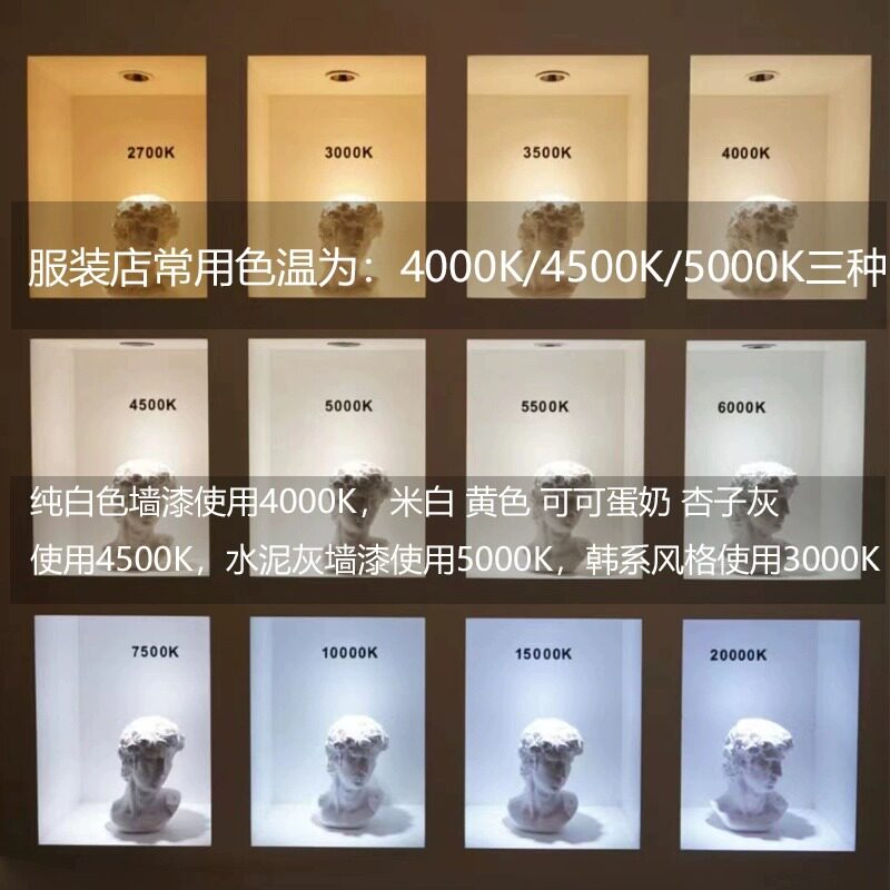 服装店3500K轨道射灯超市无频闪4000Kled4500K婚纱5000k95高显指