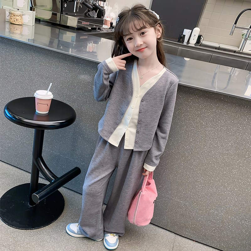 女童春装2024新款套装儿童网红洋气时髦春秋款女孩时尚休闲两件套