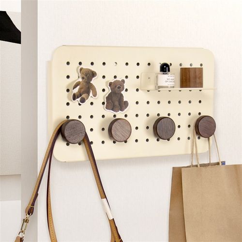 入户玄关洞洞板实木挂钩进门挂衣架壁挂墙上免打孔收纳置物架门后