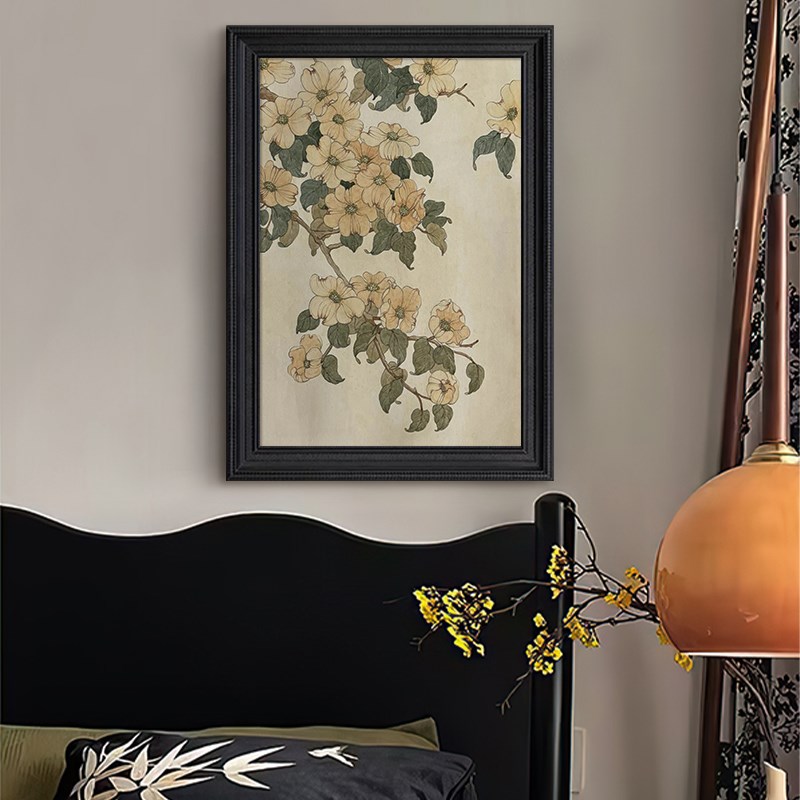 法式复古客厅卧室装饰画中古风植物花卉手绘油画餐厅玄关艺术挂画图片