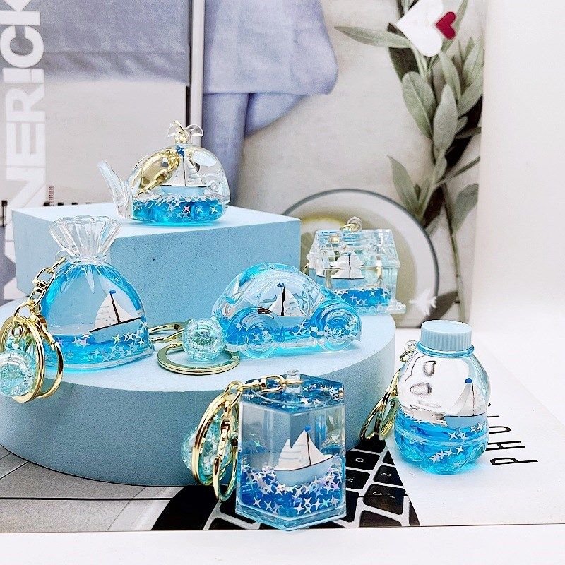 创意入油海洋帆船漂浮瓶钥匙扣精致书包挂饰汽车钥匙链朋友小礼品,节庆用品/礼品,钥匙扣,淘宝优惠券,粉丝福利购,淘宝优惠卷