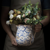 北欧田园风格 陶瓷花瓶创意复古做旧家居园艺摆件餐桌干花水培器皿