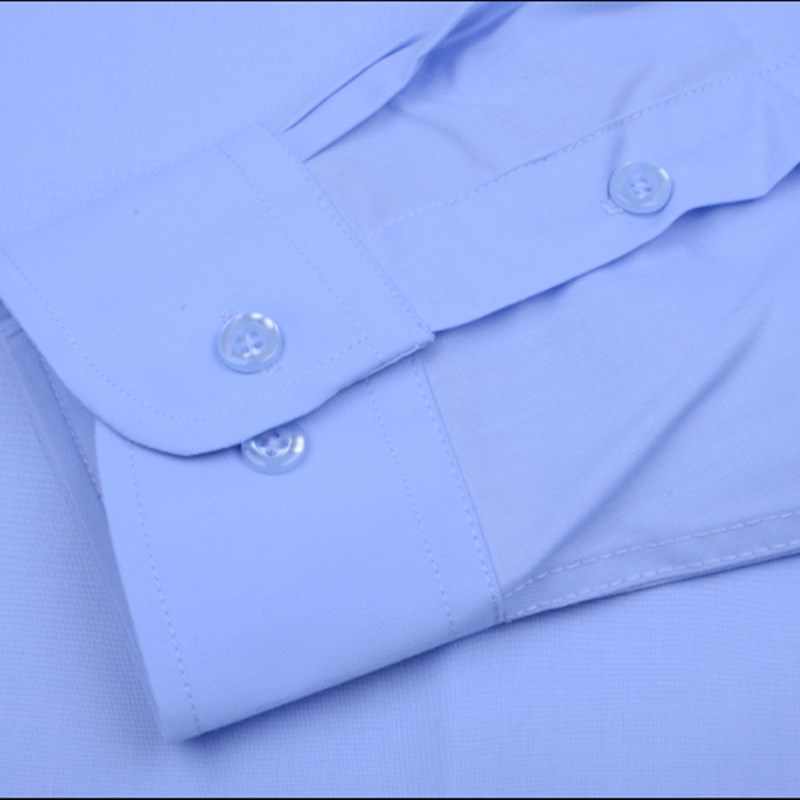 男士长袖衬衫春季天蓝色加肥加大码上班商务正装职业装工作服衬衣