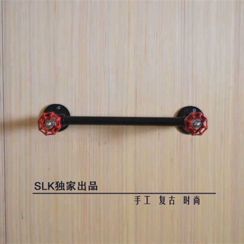 复古铁艺水管衣帽架挂杆服装店货架上墙侧挂衣架壁挂服装展示架