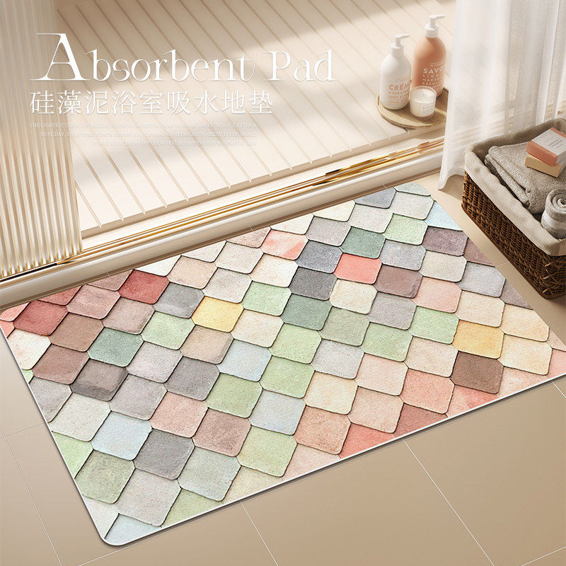 新款卫生间硅藻泥吸水地垫浴室门垫家用厕所门口地毯入户防滑脚垫,居家布艺,家用脚垫,淘宝优惠券,粉丝福利购,淘宝优惠卷