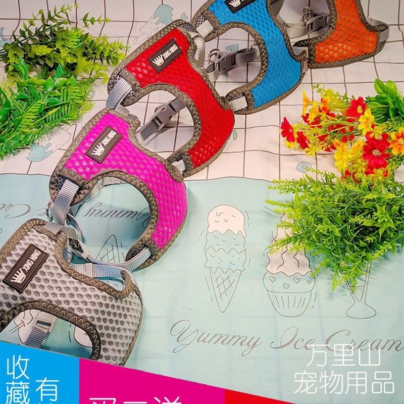 秋冬宠物彩色方格狗狗牵引绳背心式小型犬蓝猫英短比熊泰迪雪纳瑞