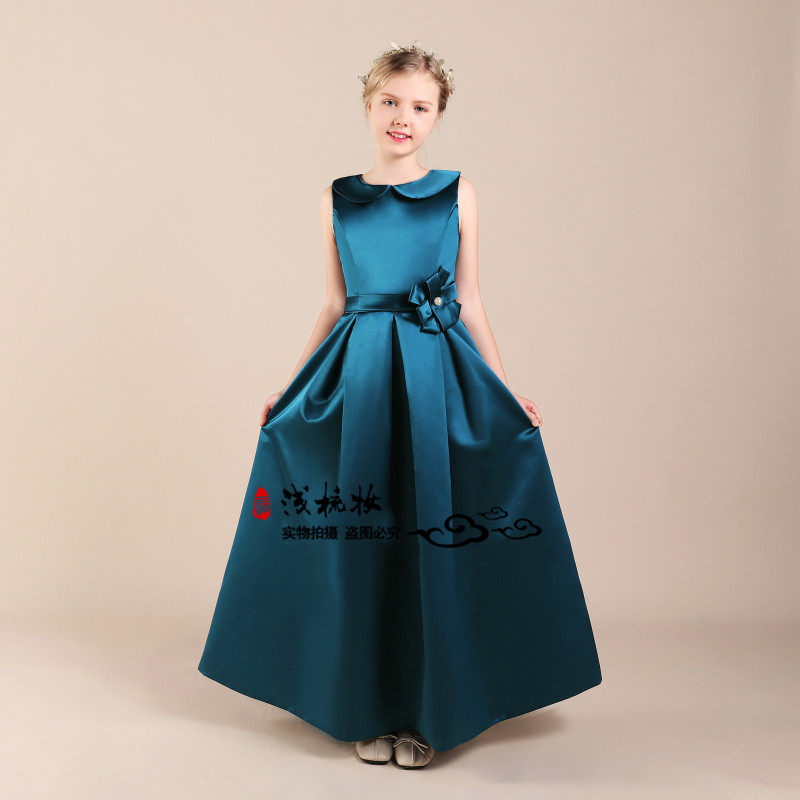 包邮新款红黑色大儿童礼服女童连衣裙钢琴演出童装表演婚礼公主裙