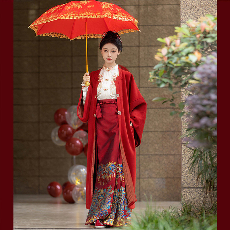 言然【翠鸾】新款订婚礼服新中式红色马面裙日常套装汉服女敬酒服,女装/女士精品,汉服半身裙,淘宝优惠券,粉丝福利购,淘宝优惠卷