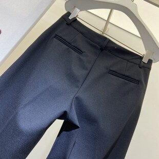 WUZHI高腰后开叉直筒显瘦小西裤女九分裤显腿长烟管裤休闲裤9015