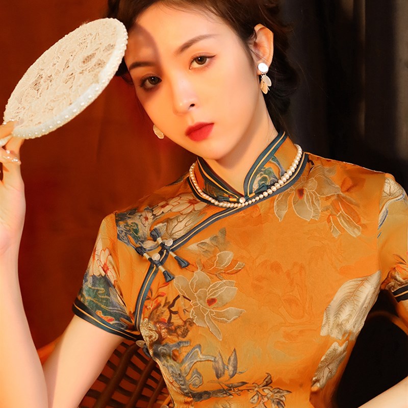 高端旗袍2024年新款女夏年轻款气质复古民国长款中国风女装连衣裙