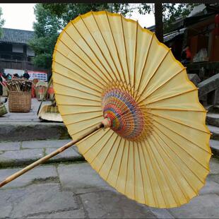 新中式古黄色文化伞防雨桐油阜外花园大型油纸伞加纱实用摄影油伞