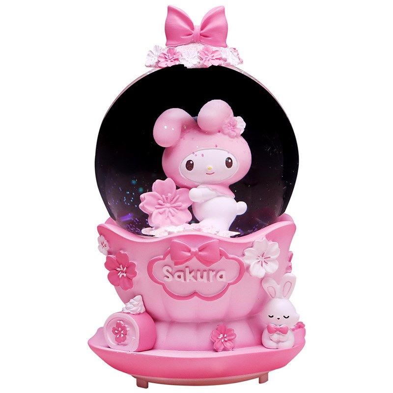 新款 卡通樱花兔水晶球雪花发光音乐盒女孩儿童生日礼物学生礼品,家居饰品,装饰摆件,淘宝优惠券,粉丝福利购,淘宝优惠卷