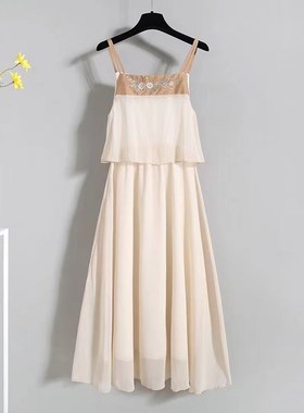 汉服女连衣裙2024夏季古风改良日常穿吊带裙雪纺开衫汉元素两件套