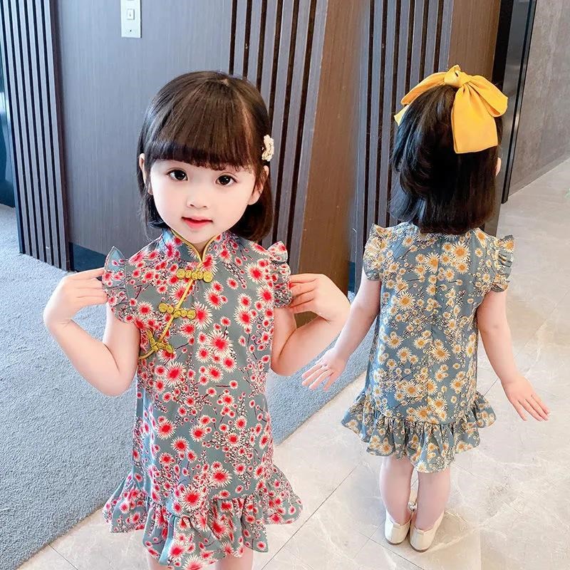 童装女童2022新款夏装儿童旗袍裙公主裙中国风连衣裙小女孩裙子