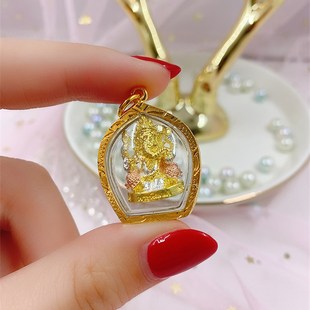 泰国佛牌 龙婆本象神 纯铜外壳 三色象申 精泰默