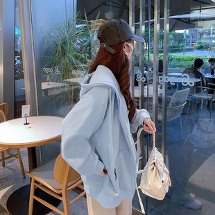 秋冬黑色拉链连帽学生卫衣女2025新款开衫初中生长袖加绒加厚上衣